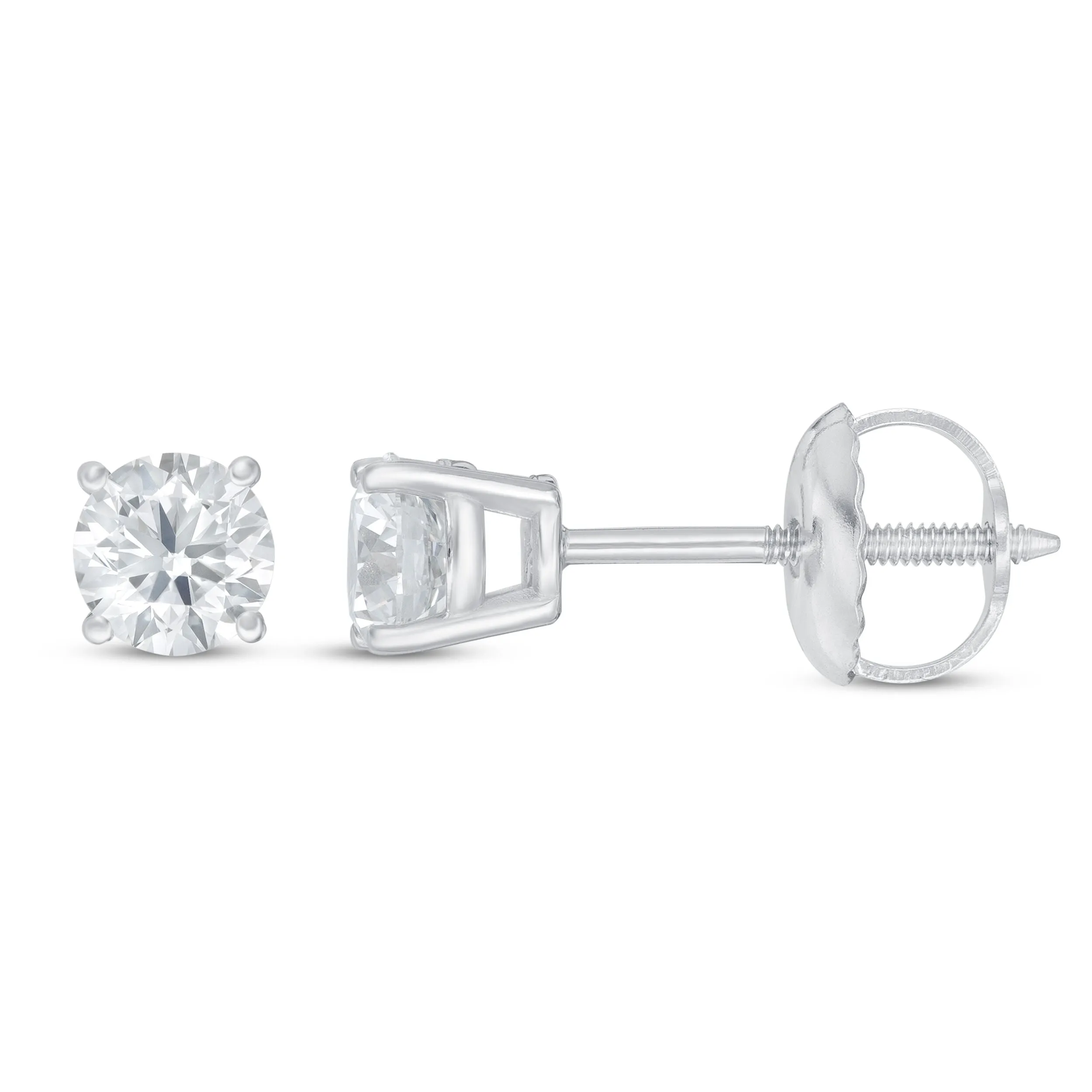 Pre-Owned Jared 1/2 ct Round Lab-Created Diamond Solitaire Earrings in 14K White Gold