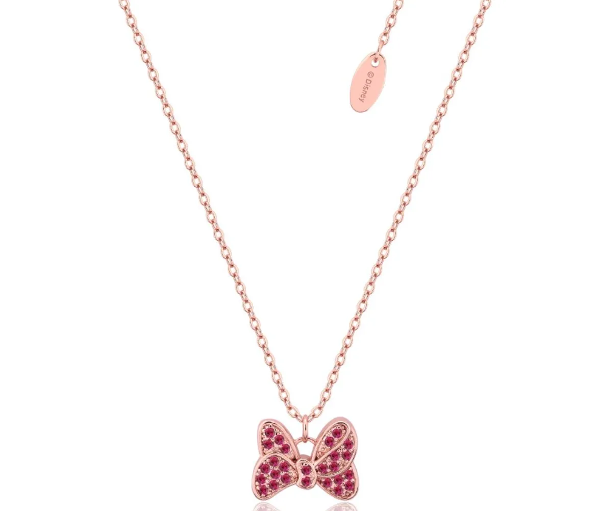 Precious Metal Minnie Mouse Red CZ Rosegold Necklace & Earring