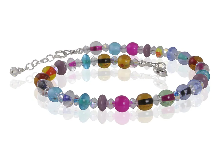 Prismatic Glass Crystal Beaded Anklet