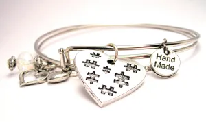 Puzzle Piece All Over Your Heart Autism Heart Expandable Bangle Bracelet Set