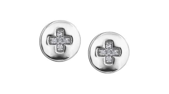 "ESTELLE" DIAMOND CROSS STUDS