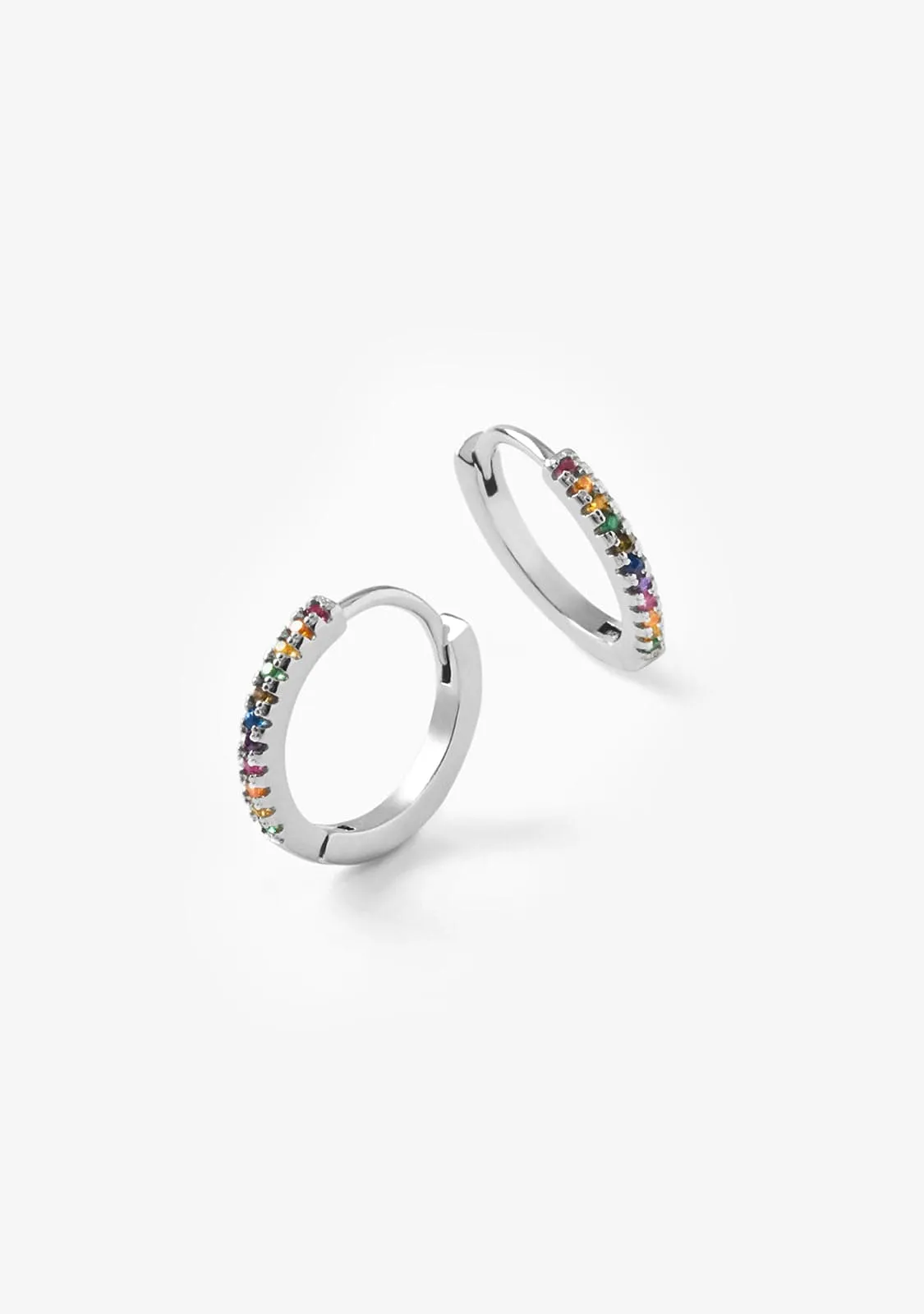 Rainbow Hoop Earrings Silver