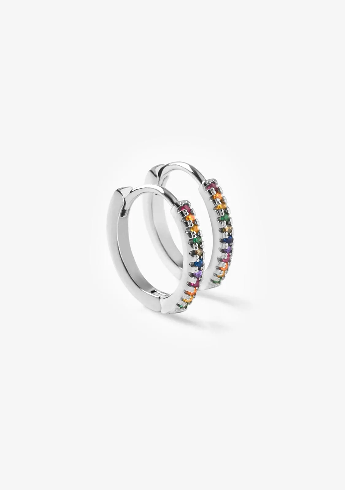 Rainbow Hoop Earrings Silver