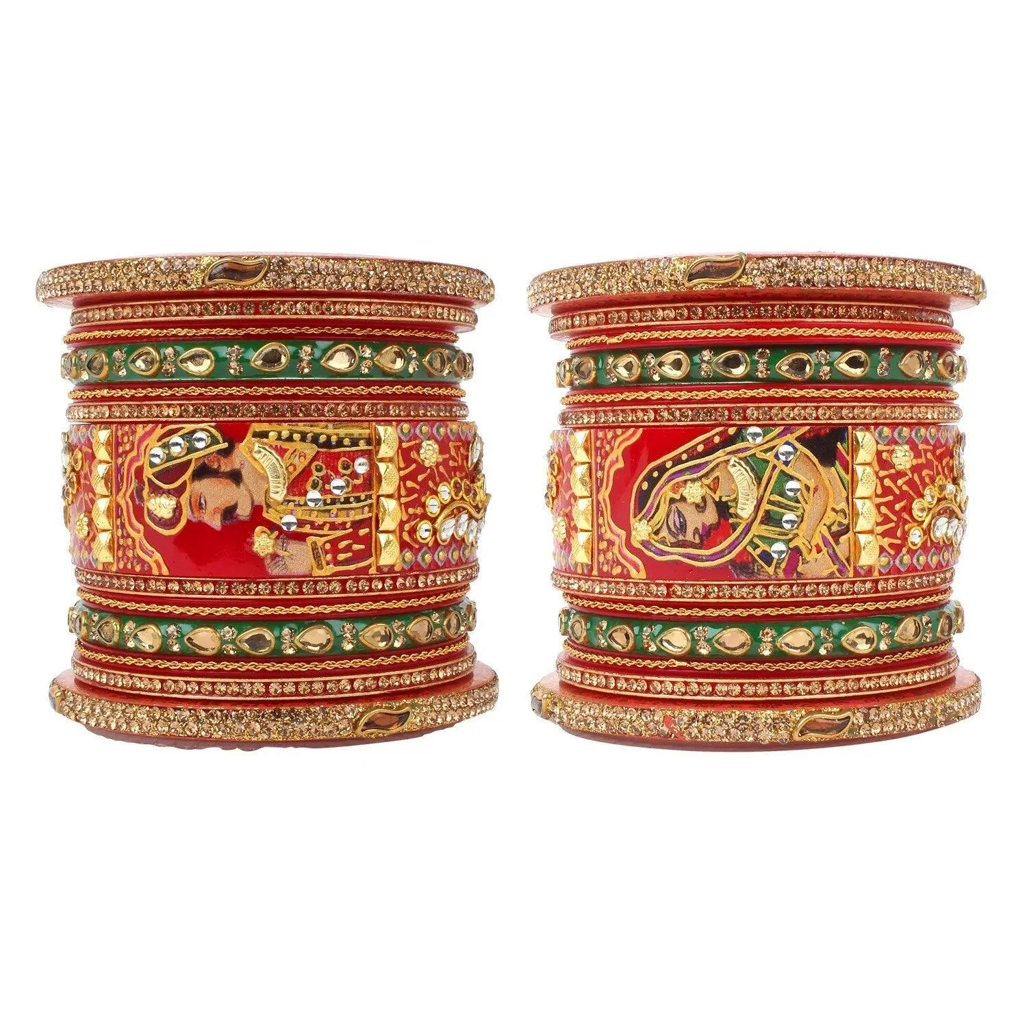 Raja Rani King Queen Rajwadi chuda, Bridal chuda, Dulhan Bridal Art Stones Bangles Set