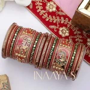 Raja Rani King Queen Rajwadi chuda, Bridal chuda, Dulhan Bridal Art Stones Bangles Set