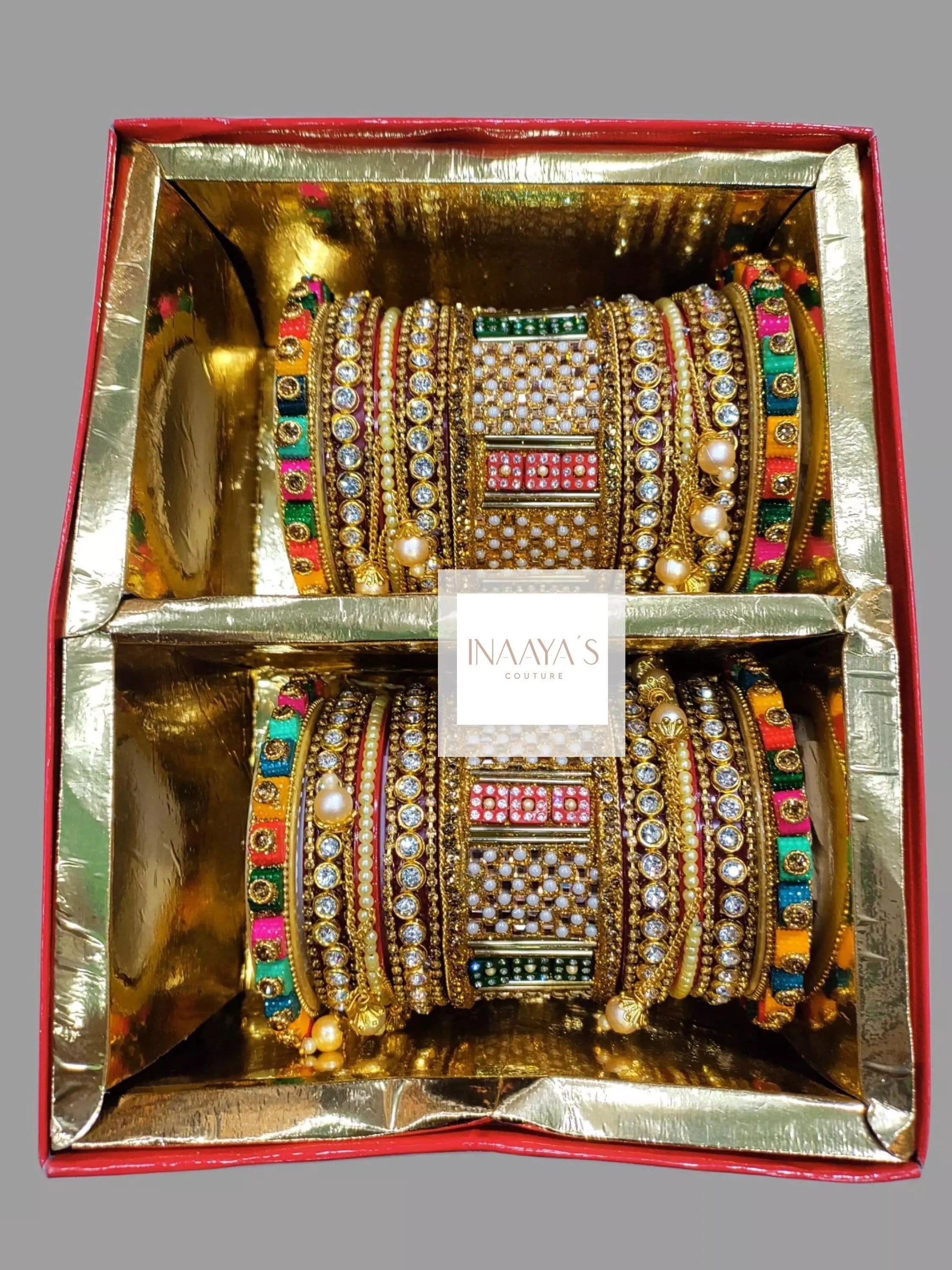 Rajwadi Bangles Choora, Kundan Bridal chuda, Dulhan Bridal Art Stones Bangles Set, Jaipur Rajasthani Indian chura, Multicolor Punjabi Chuda