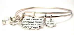 Real Love Is Trading Your Pearls For His Dog Tags Expandable Bangle Bracelet Set