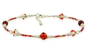 Red Crystal Glass Beaded Anklet