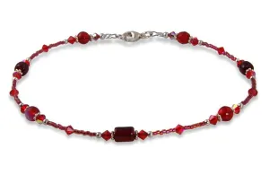 Red Crystal Handmade Beaded Anklet