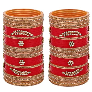 Red Designer Chura Bridal Punjabi Choora Fashion Jewellery Chuda Set