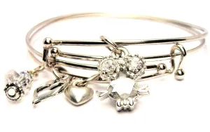 Rhinestone Easter Bunny Expandable Bangle Bracelet Set