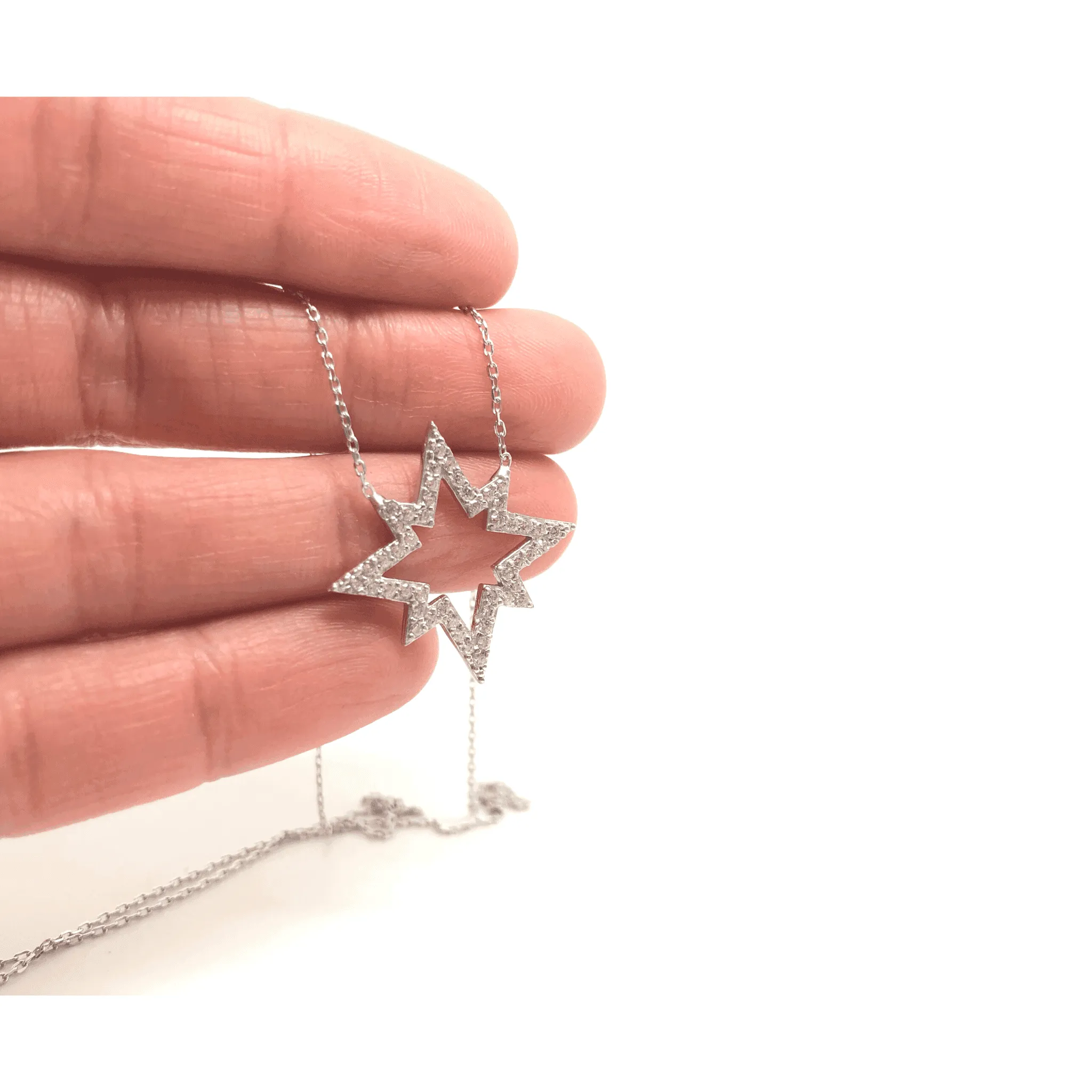 Rose Gold & Silver Star with Crystals Pendant. Two Colours Available.