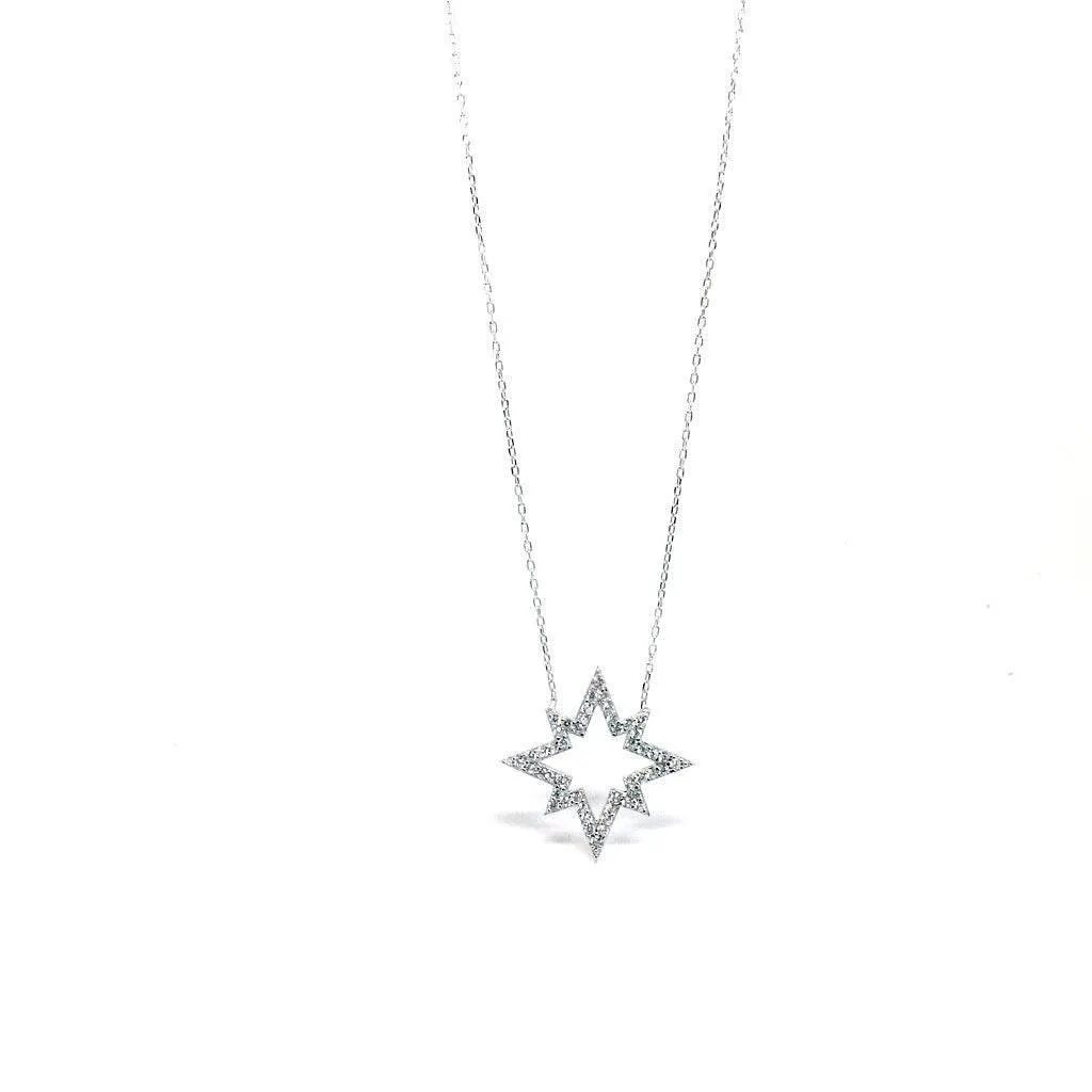 Rose Gold & Silver Star with Crystals Pendant. Two Colours Available.