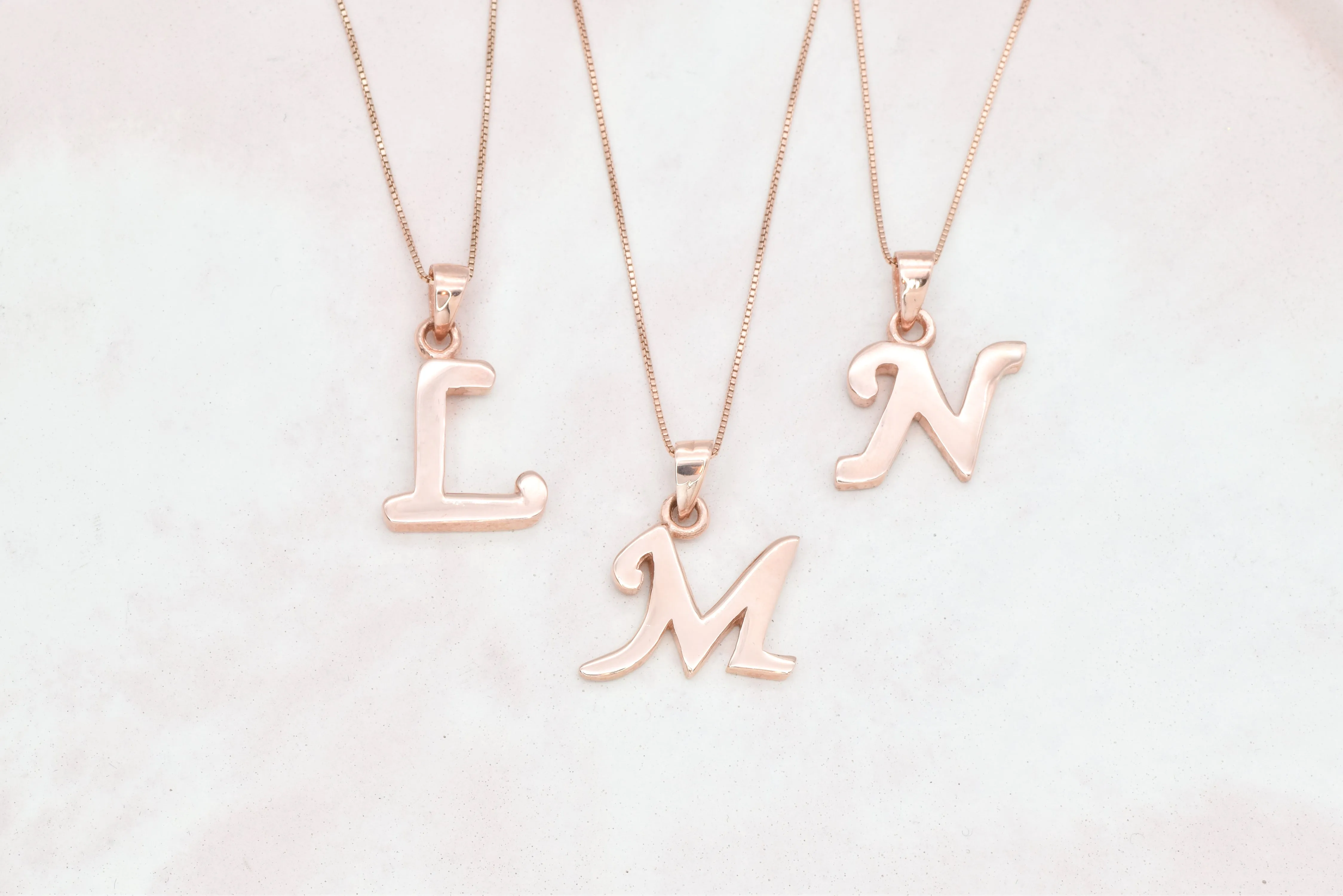 Rose Gold Letter Pendant - Initial Letter Charm - Personalized Letter Necklace