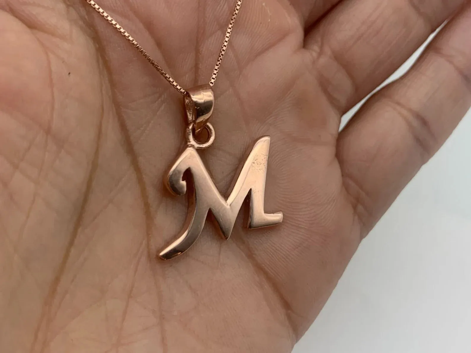 Rose Gold Letter Pendant - Initial Letter Charm - Personalized Letter Necklace