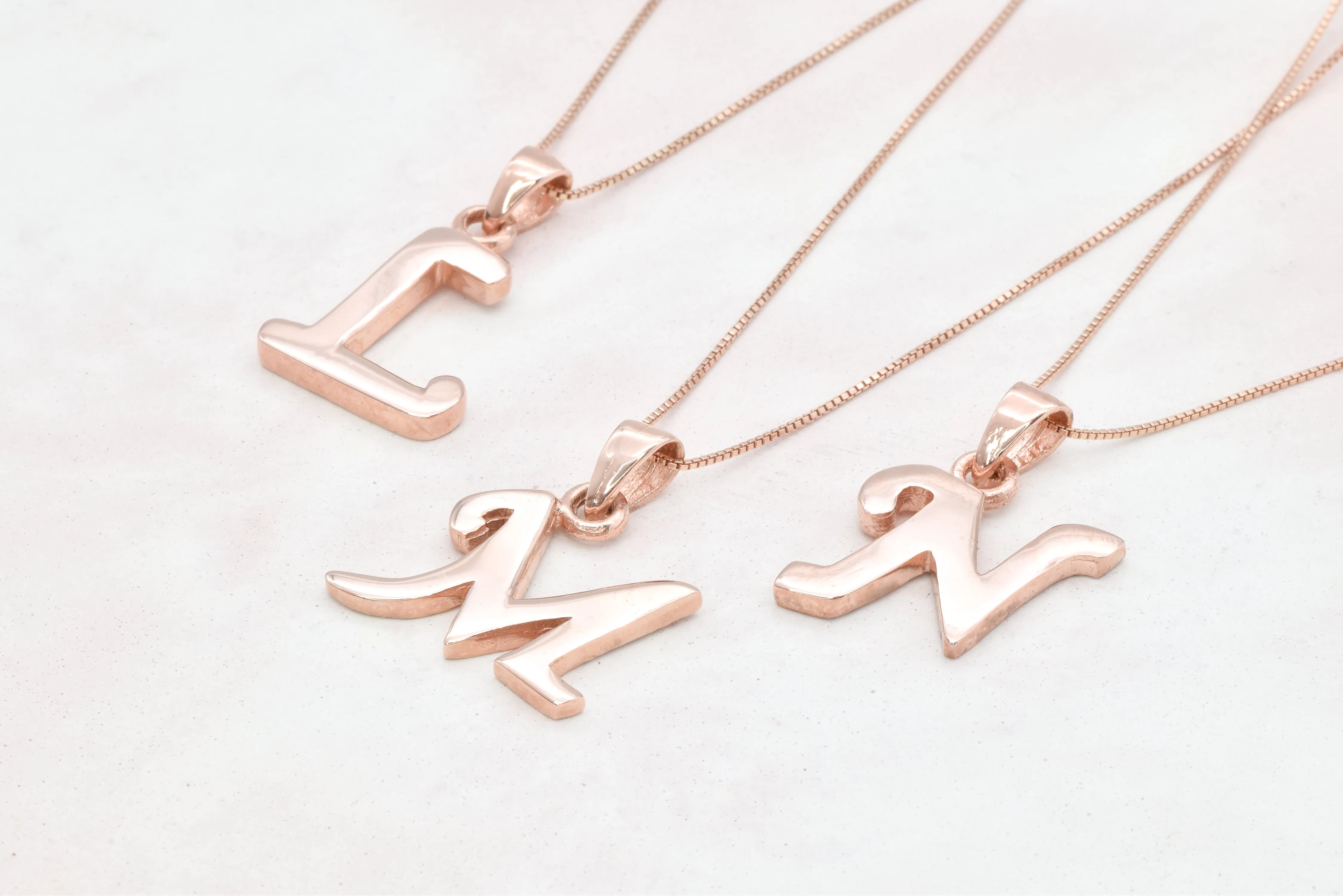 Rose Gold Letter Pendant - Initial Letter Charm - Personalized Letter Necklace