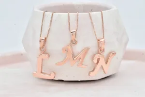 Rose Gold Letter Pendant - Initial Letter Charm - Personalized Letter Necklace