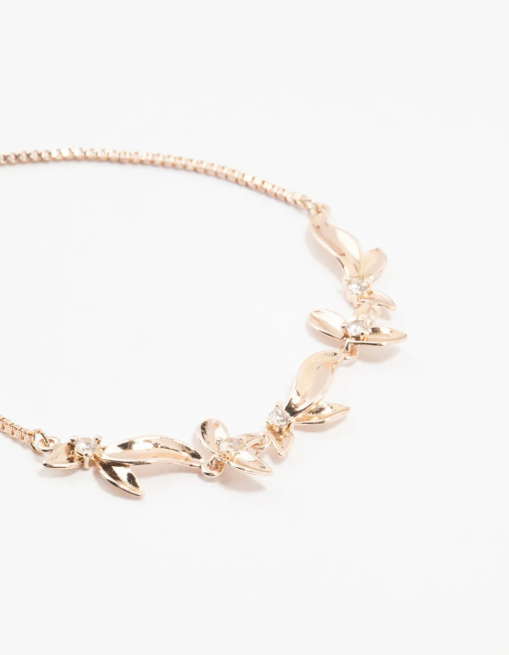 Rose Gold Plated Cubic Zirconia Caesar Leaf Bracelet