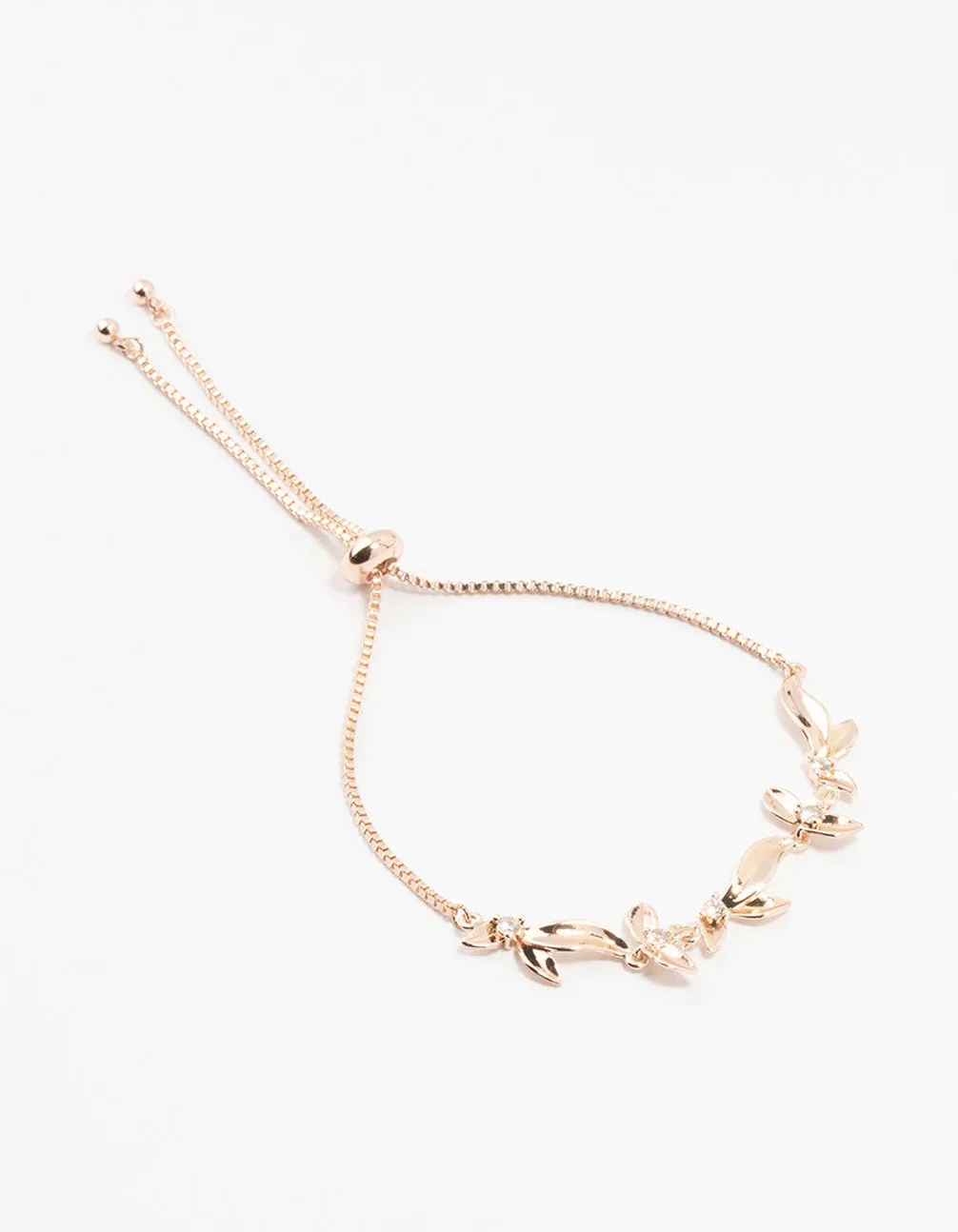 Rose Gold Plated Cubic Zirconia Caesar Leaf Bracelet