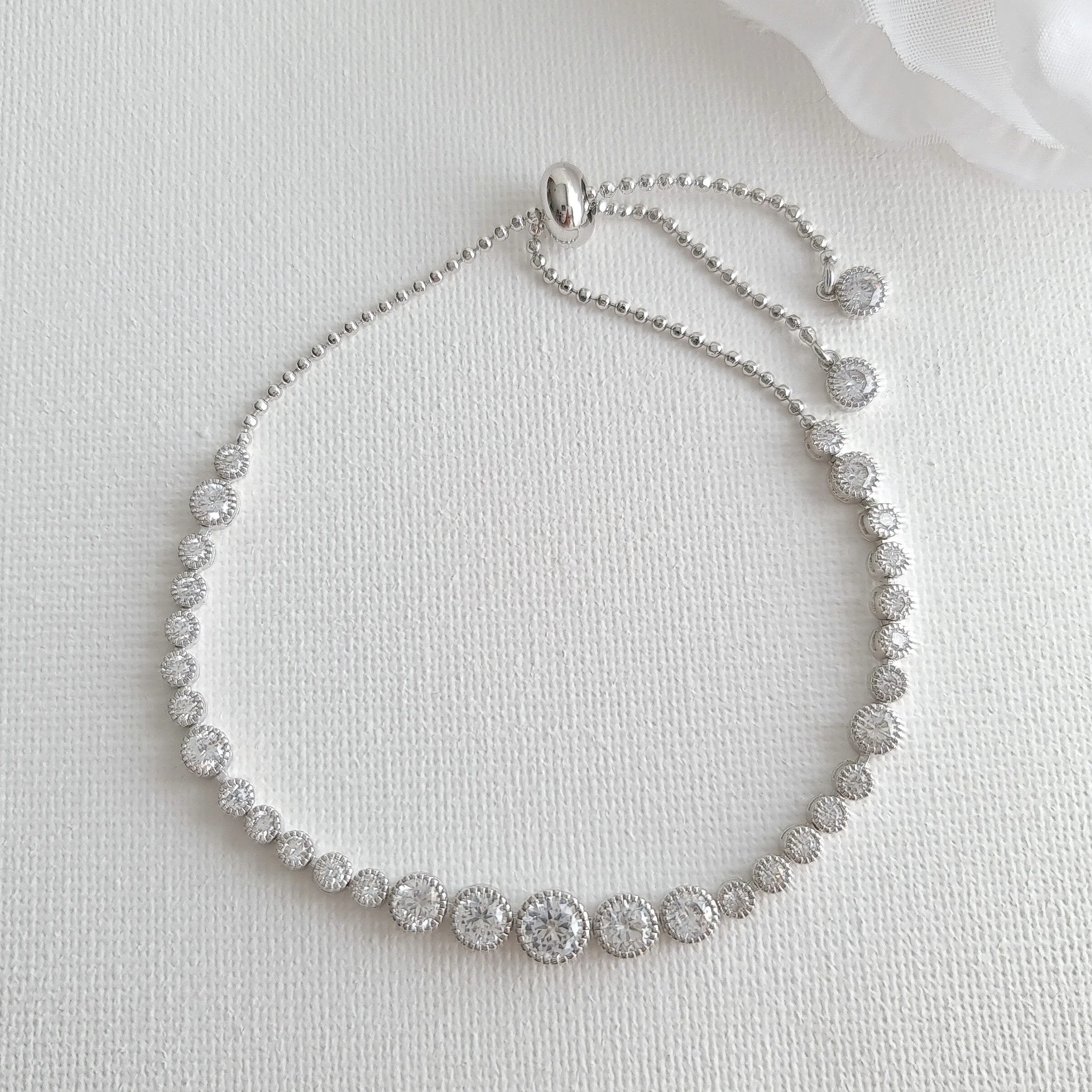 Round Crystal Gold Tennis Bracelet for Weddings-Zara