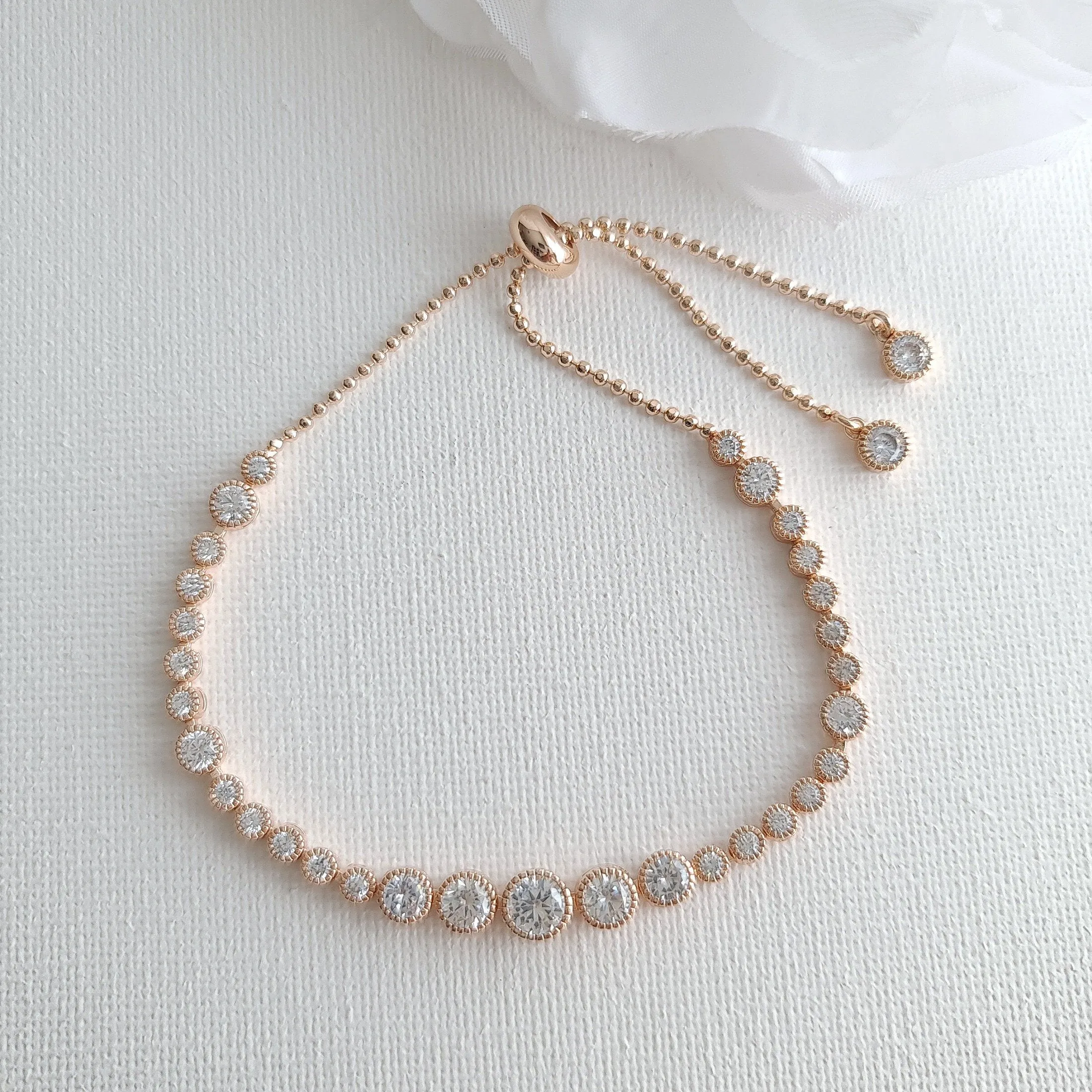 Round Crystal Gold Tennis Bracelet for Weddings-Zara