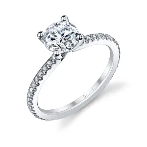 Round Cut Classic Engagement Ring - Adorlee 18k Gold White