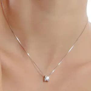 Sale! Silver Plated Round Crystal Cubic Zirconia Necklace Pendant Fashion Lady Silver Jewelry Necklaces&Pendants Dropship DZ826