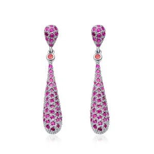 Sapphire Drop Earrings & Classic Pink Natural Ruby In White Gold