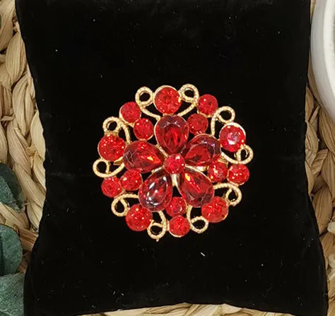 SB268 - Red Gemstone Brooch