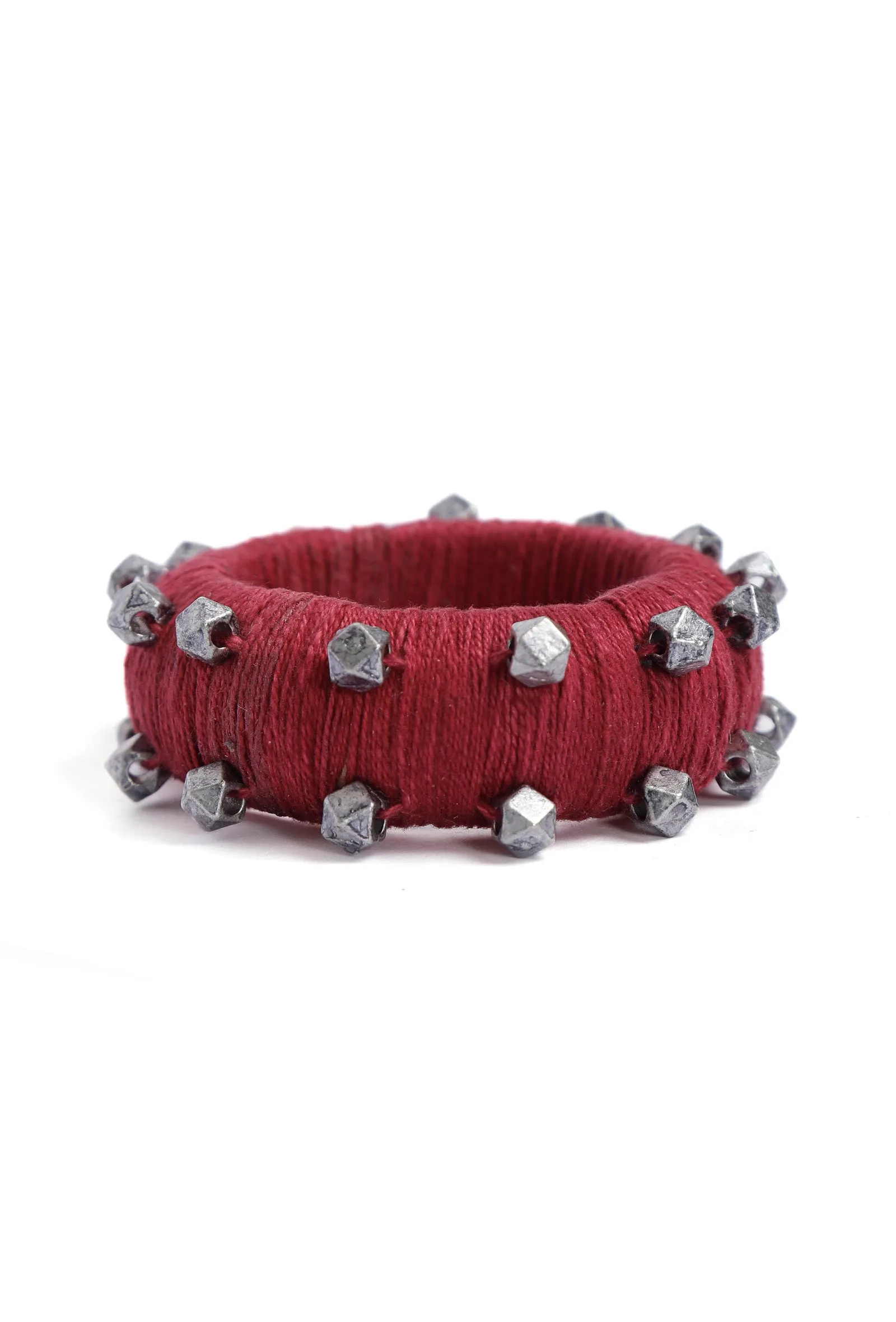 Scarlet Red Thread Wooden Bangles