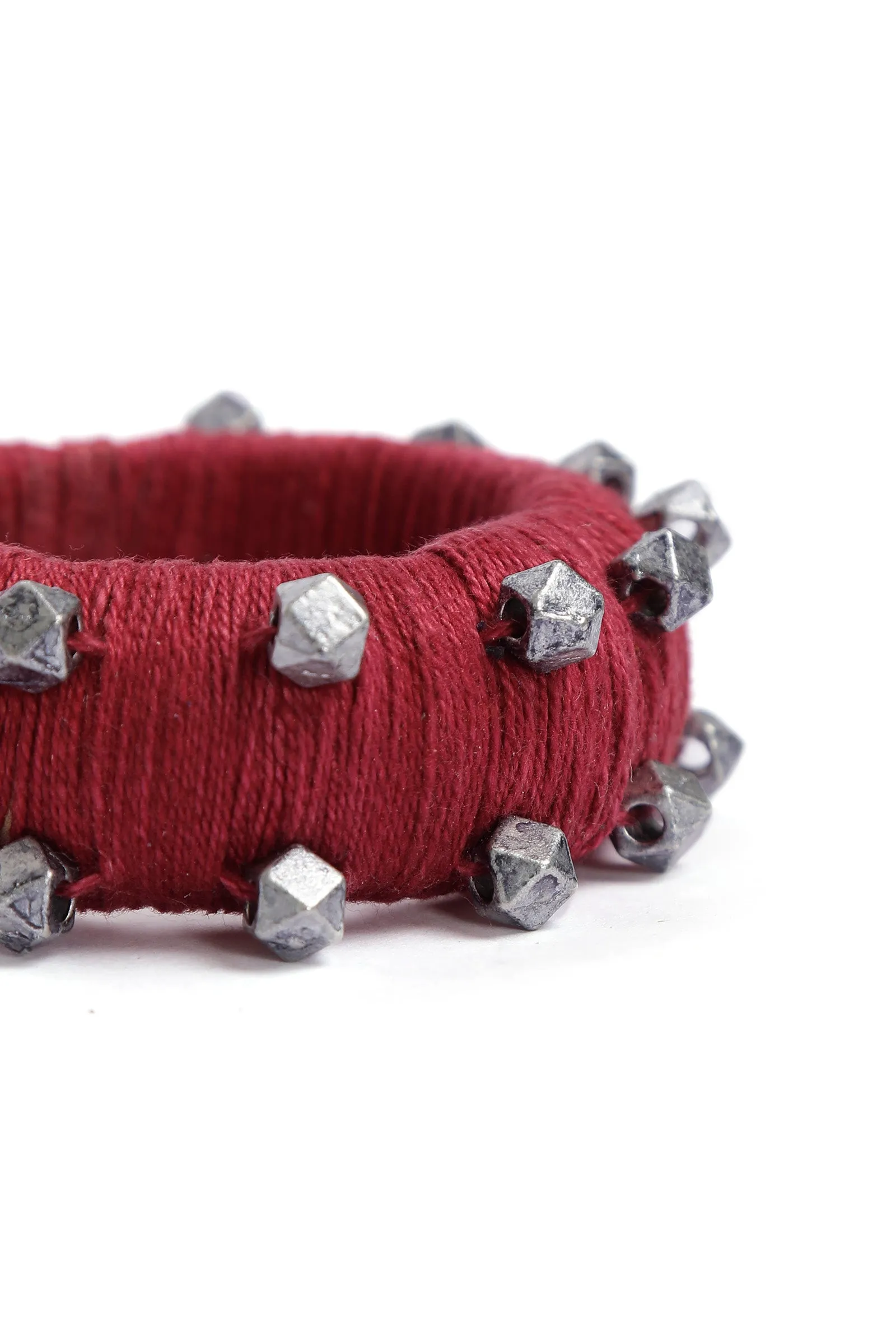 Scarlet Red Thread Wooden Bangles