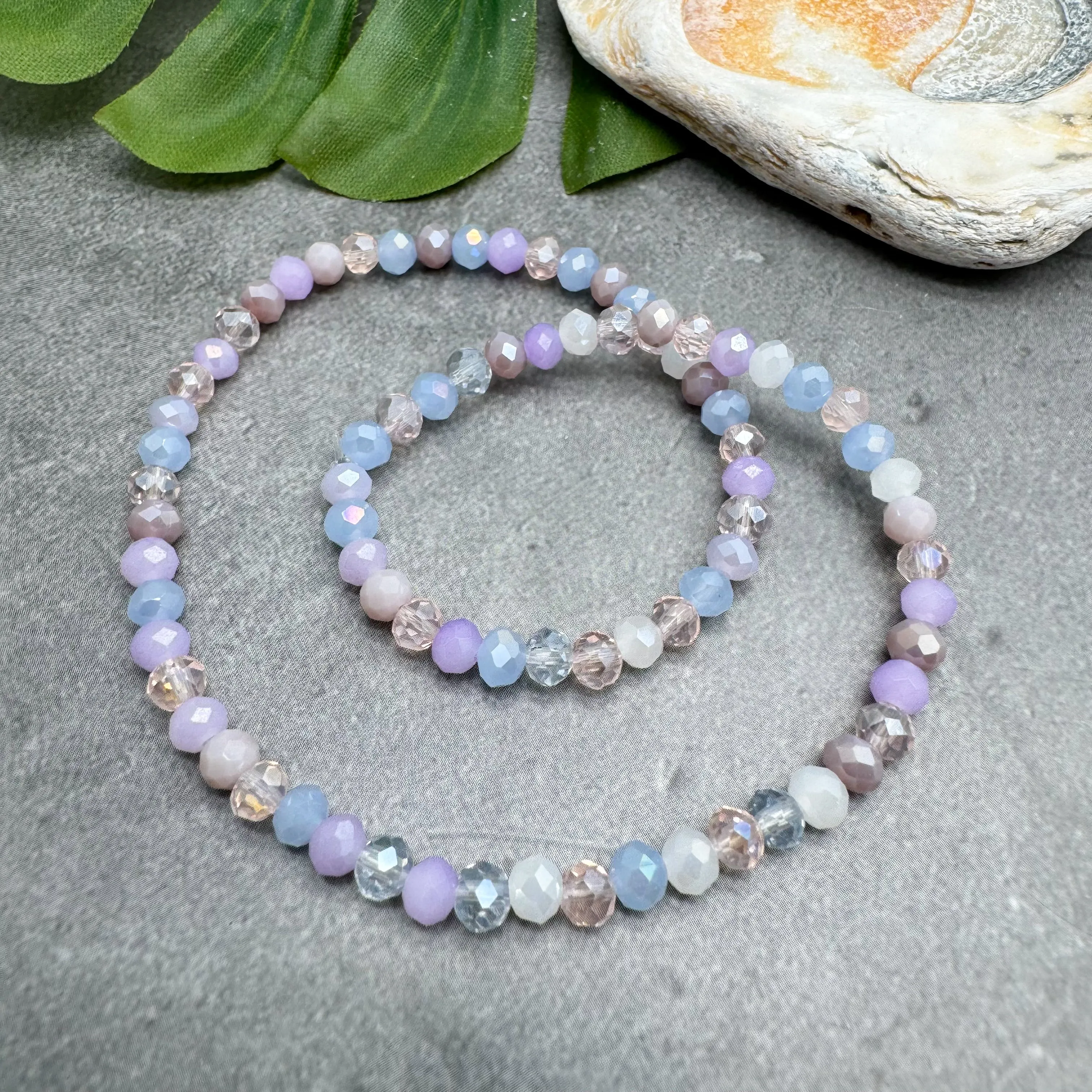 Shimmery Pale Pastels Faceted Glass Bead Anklet