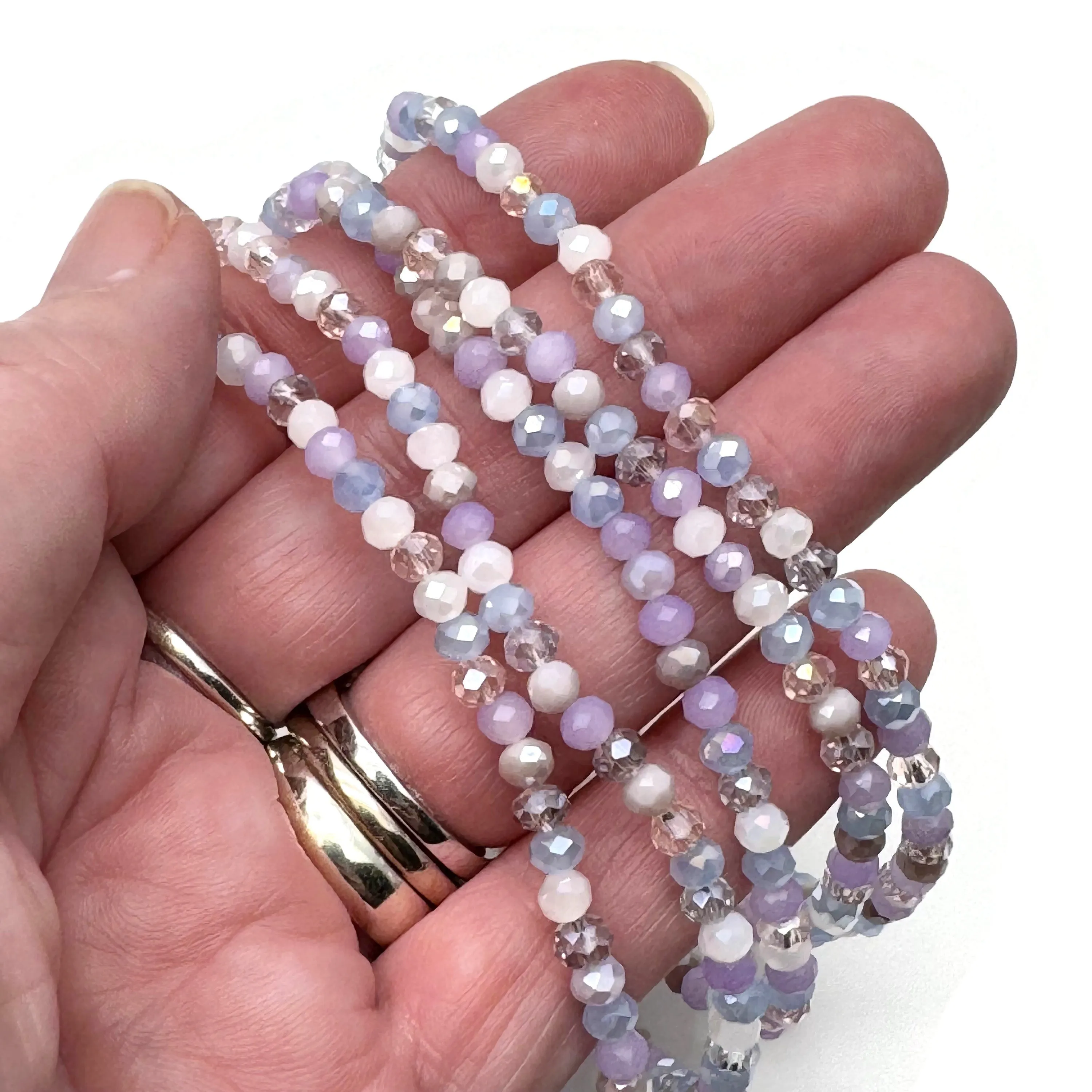 Shimmery Pale Pastels Faceted Glass Bead Anklet