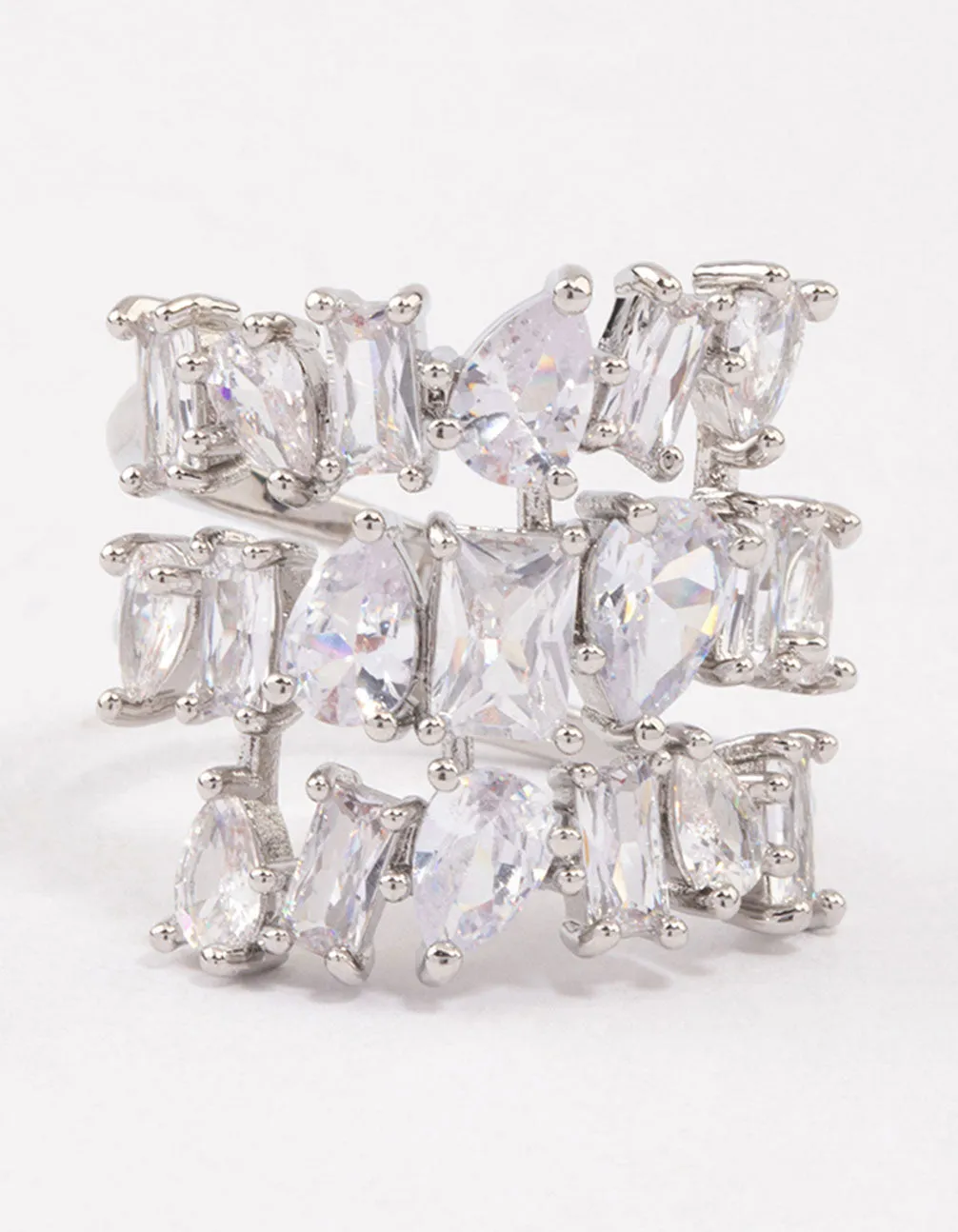 Silver Multi Stone Cubic Zirconia Wrapped Ring