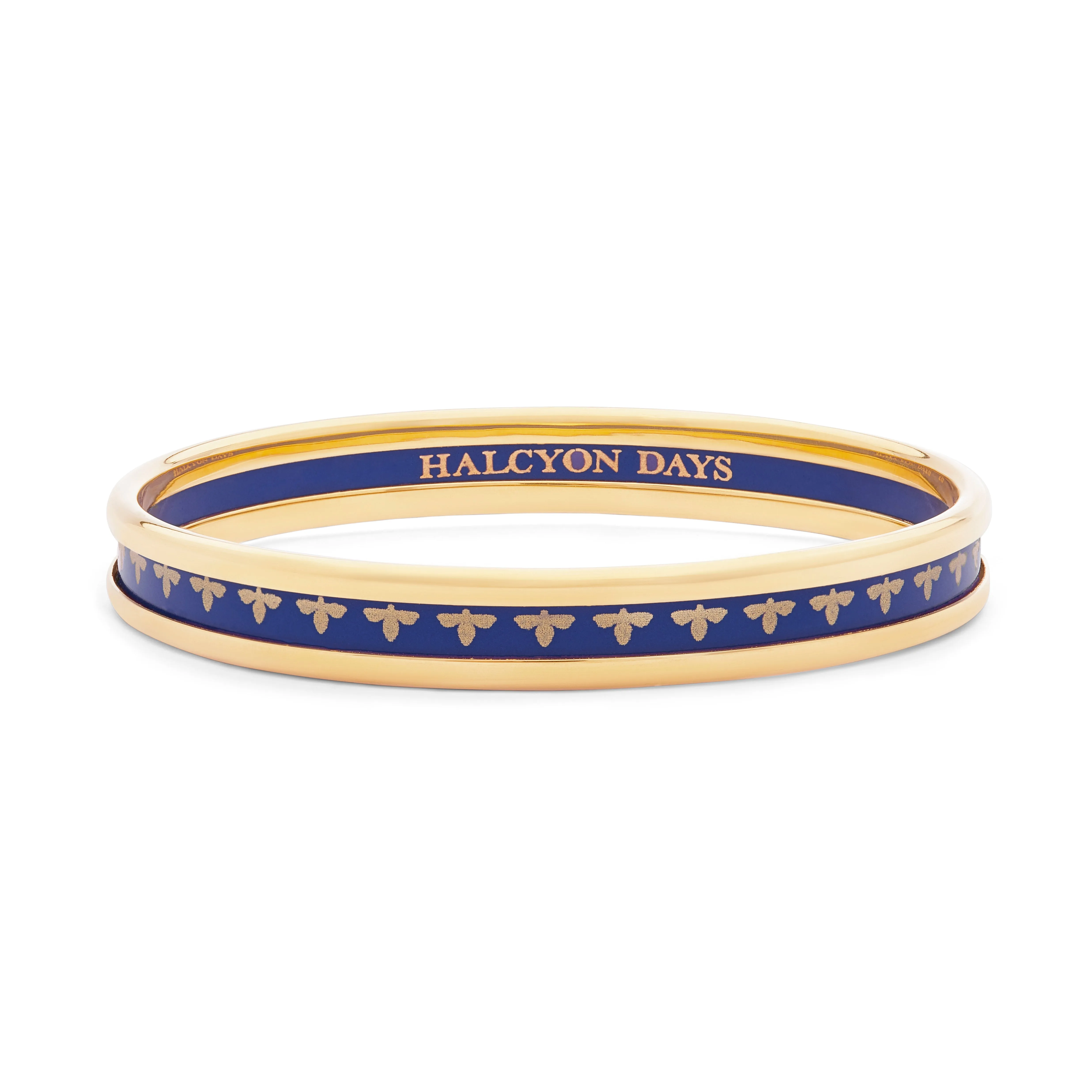 Skinny Bee Deep Cobalt & Gold Enamel Bangle