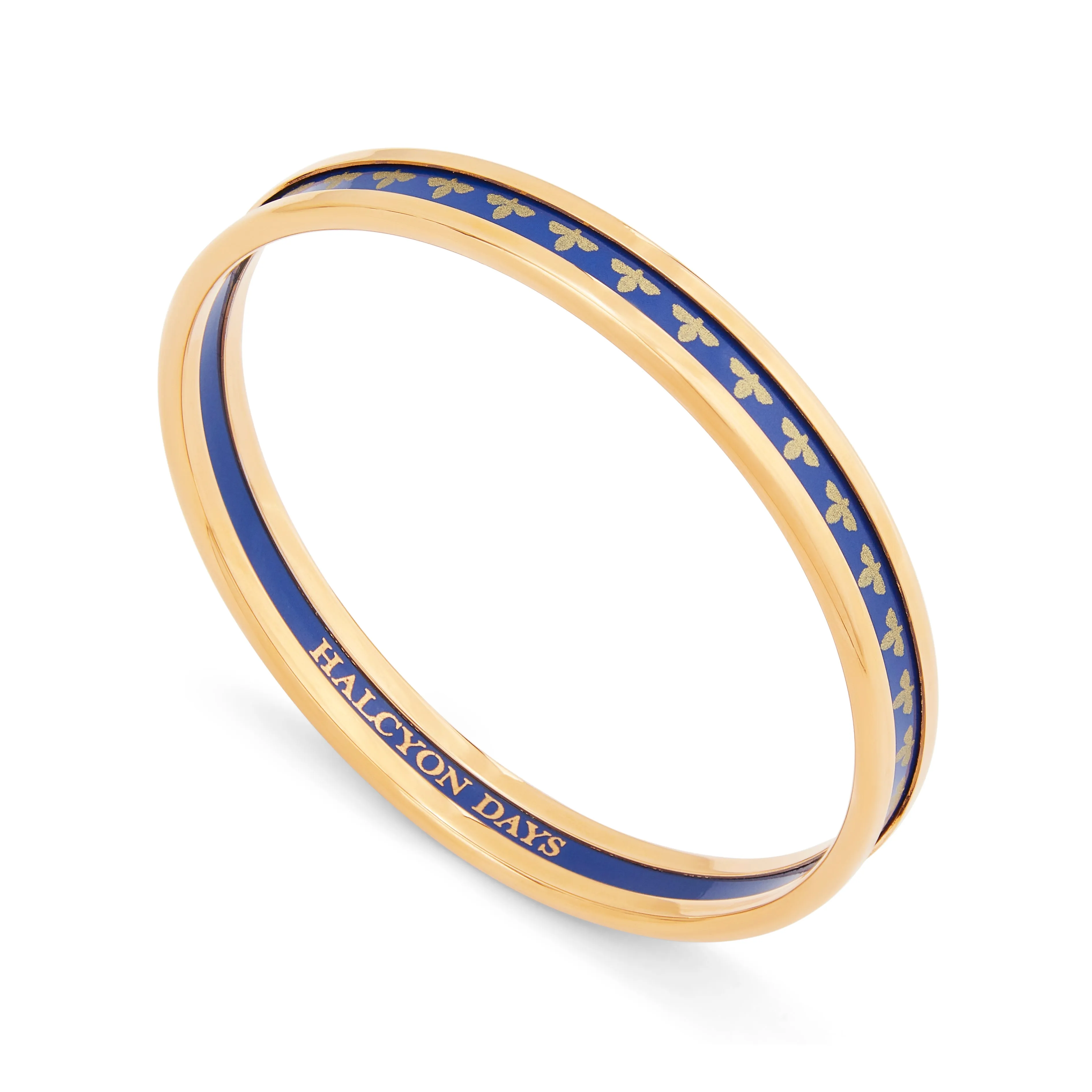 Skinny Bee Deep Cobalt & Gold Enamel Bangle