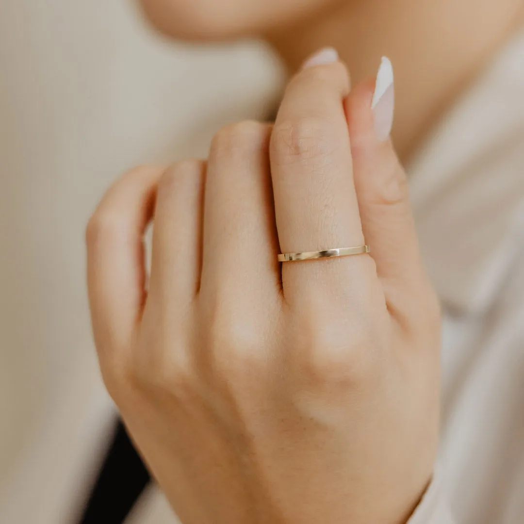 Solid Gold Plain Flat Band Ring