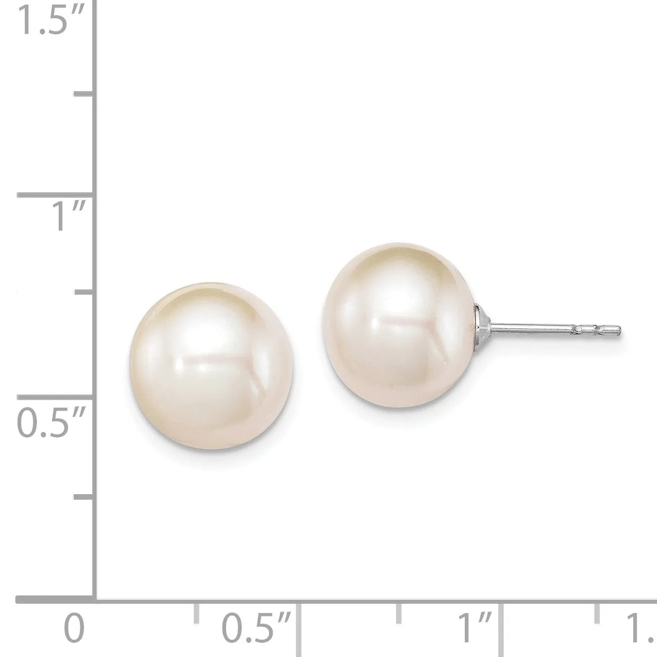 Sterling Silver 10X11MM Pearl Stud Earrings