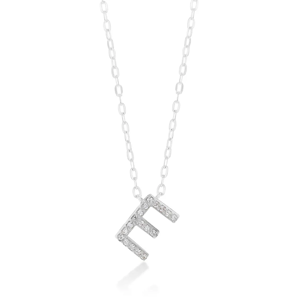 Sterling Silver Cubic Zirconia Initial "E" Pendant On 39 3cm Chain