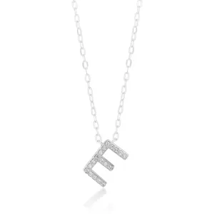 Sterling Silver Cubic Zirconia Initial "E" Pendant On 39 3cm Chain