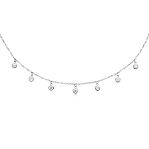 Sterling Silver Cubic Zirconia Station Necklace