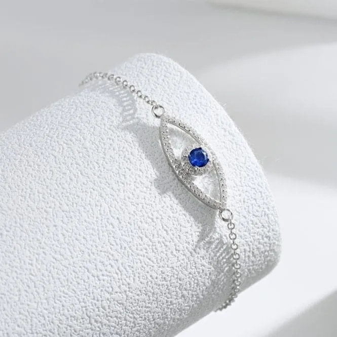 Sterling Silver Rhodium Plated Sparkling Zirconia Evil Eye Bracelet ERLB051