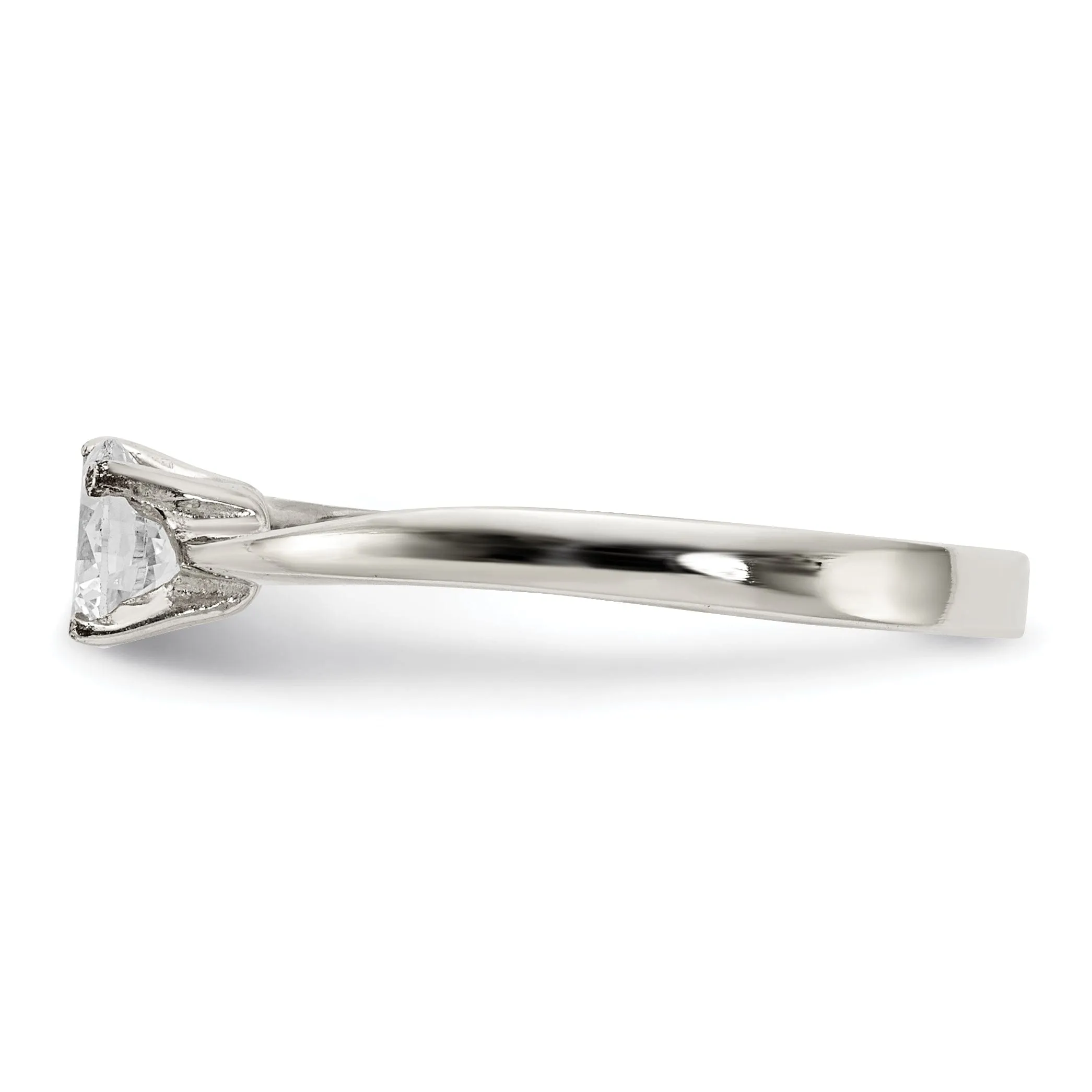 Sterling Silver Solitaire Round C.Z Ring