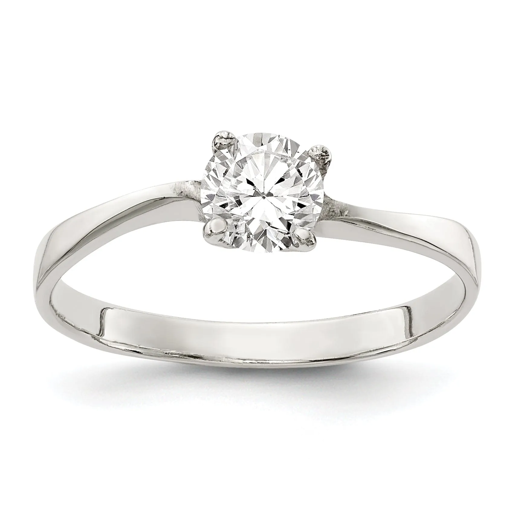 Sterling Silver Solitaire Round C.Z Ring