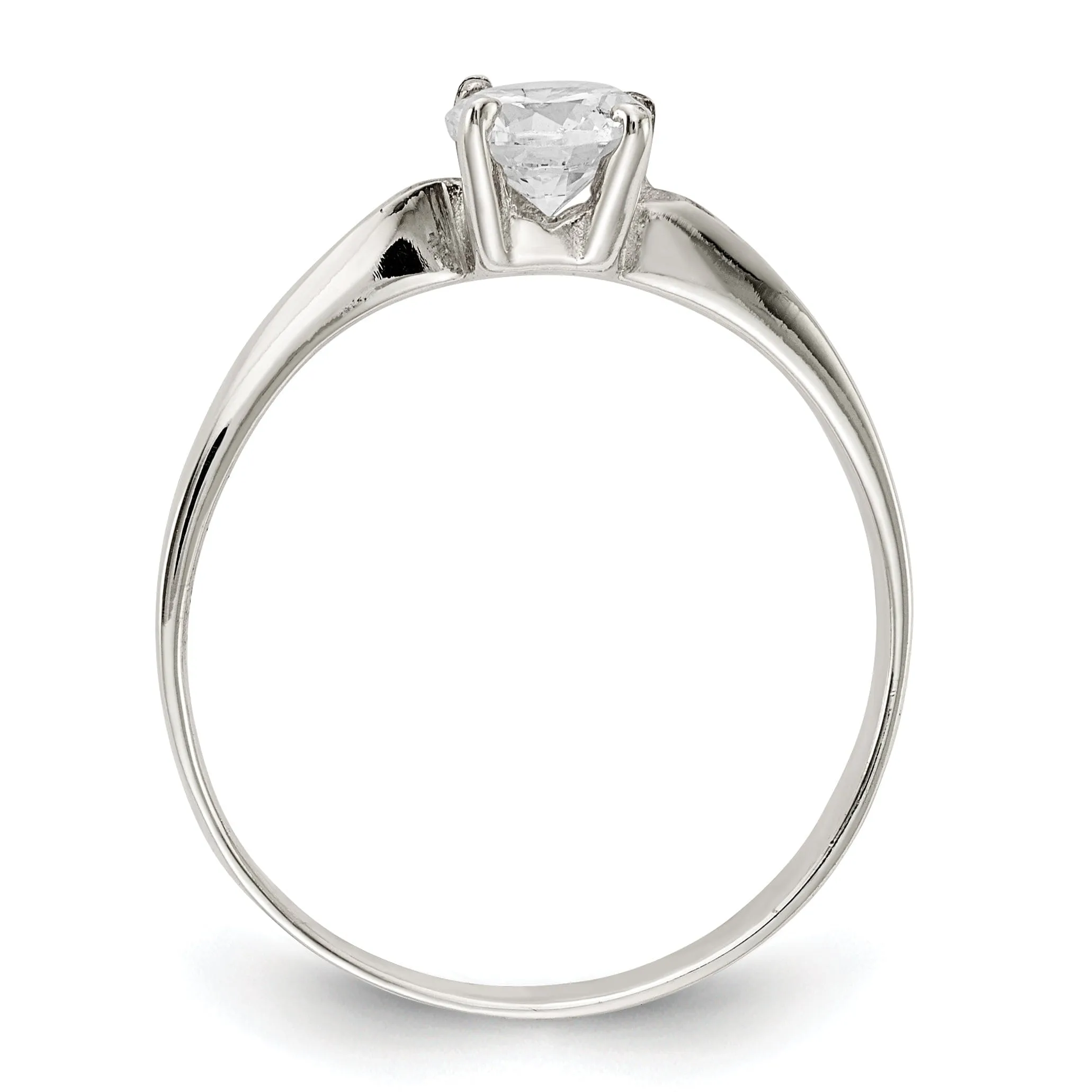 Sterling Silver Solitaire Round C.Z Ring