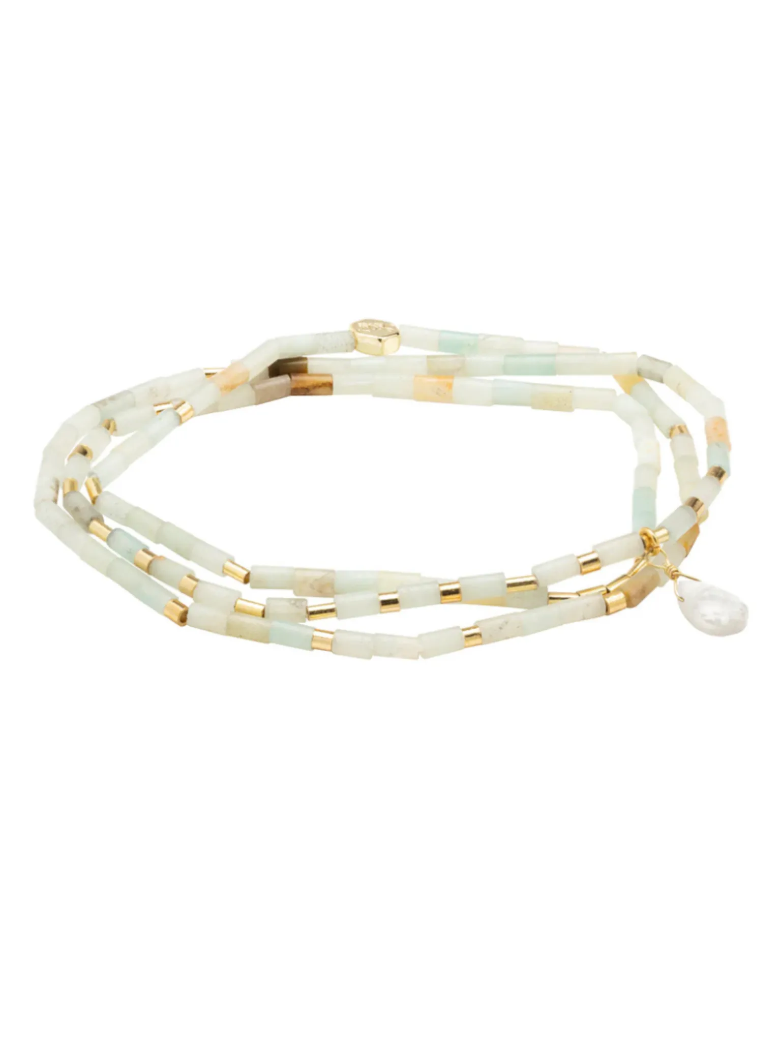 Teardrop Stone Wrap - Amazonite/Howlite/Gold