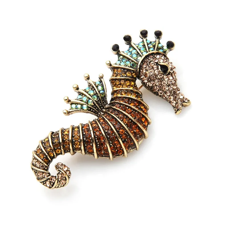 TEEK - Sparkling Rhinestone Seahorse Brooches