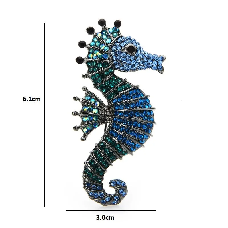 TEEK - Sparkling Rhinestone Seahorse Brooches