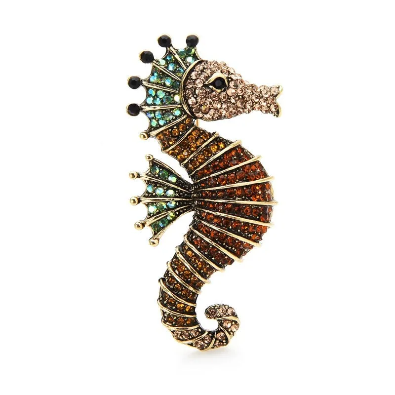 TEEK - Sparkling Rhinestone Seahorse Brooches