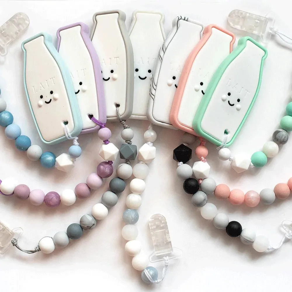 Teether with Clip | Milk Bottle- assorted | Baby Boos Teethers